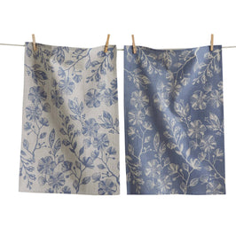 Canyon Print Floral Dishtowels - Denim - Each Sold Separately