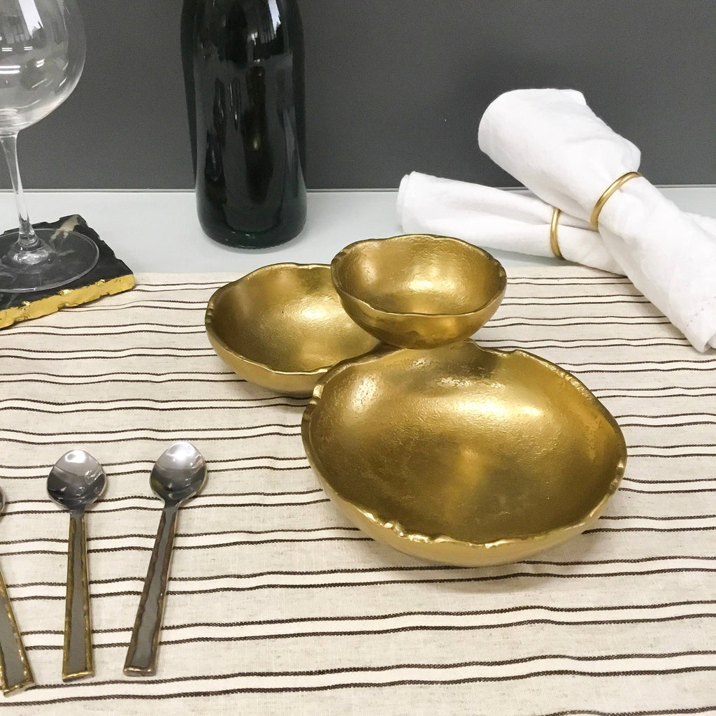 Gold Textured 3-Bowl Cluster Dish