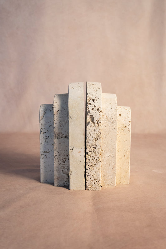 Bookend- 3 Plate- Travertine