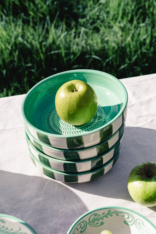 Garlic Grater Plate - Large Ceramic Green Jade