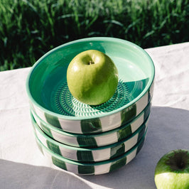 Garlic Grater Plate - Large Ceramic Green Jade