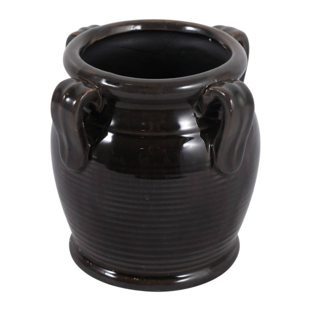 Black Ceramic Pen Holder w/ Handles