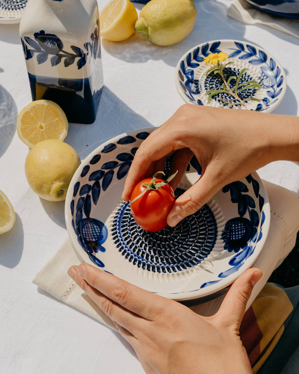 Blue Ceramic Garlic Grater Plate – Traditional Nerja