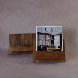 Mango Wood Scalloped Cookbook Stand - pair displayed together