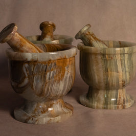 Large Heirloom Mortar & Pestle - Multi Green Onyx