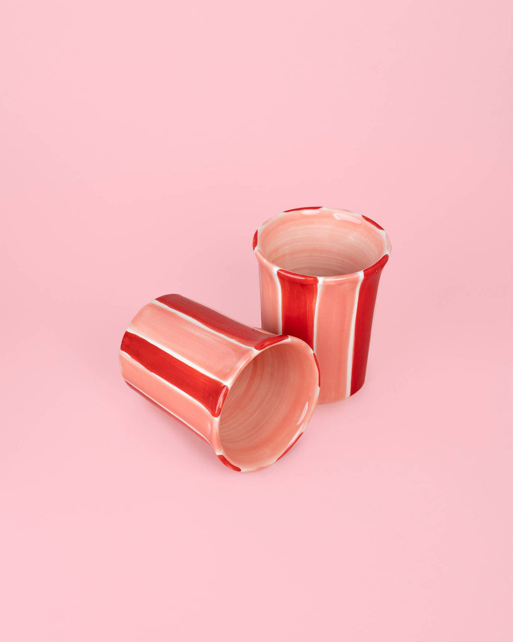 Artisanal Ceramic Mug Sweetheart Stripes Pottery Cup 250ml