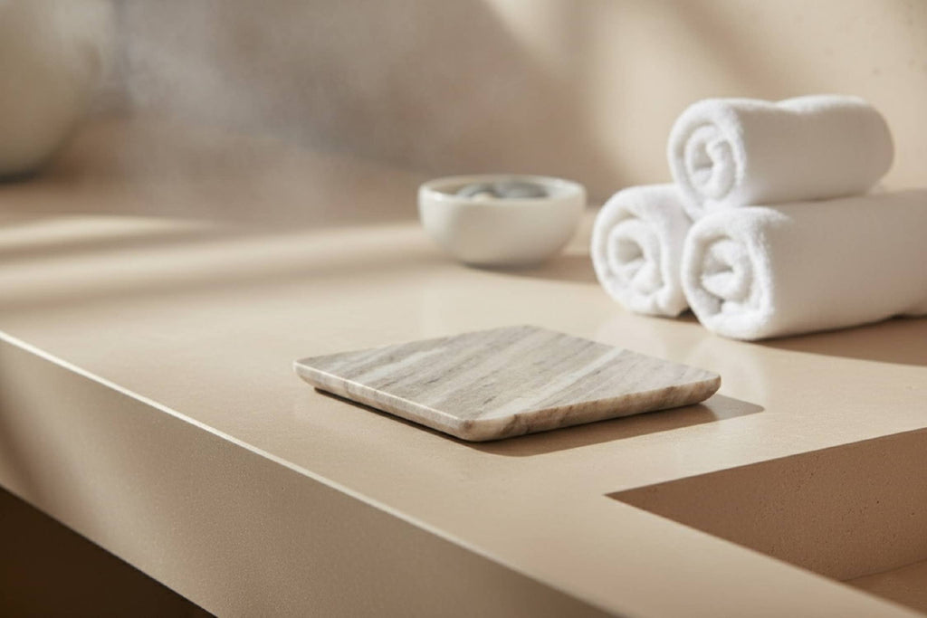 Square Marble Platter – Beige