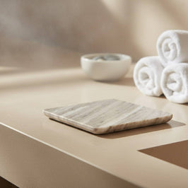 Square Marble Platter – Beige