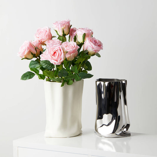 Modern Ceramic Vase, Minimalist Paper Bag Look, Home decor