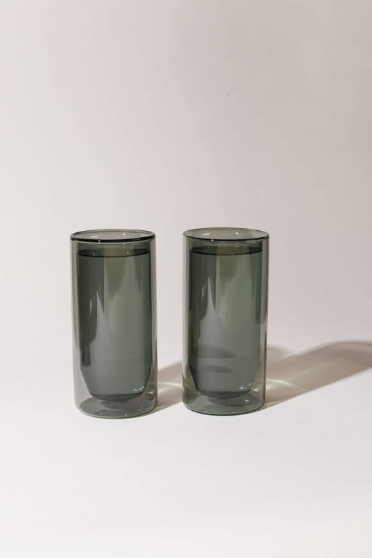 16 oz Double-Wall Gray Glass Set