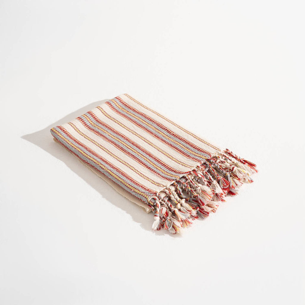 Turkish Hand/Dish Towels Peshtemal - Striped Red