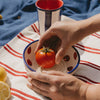 Medium Ceramic Grater Plate - Red & Blue