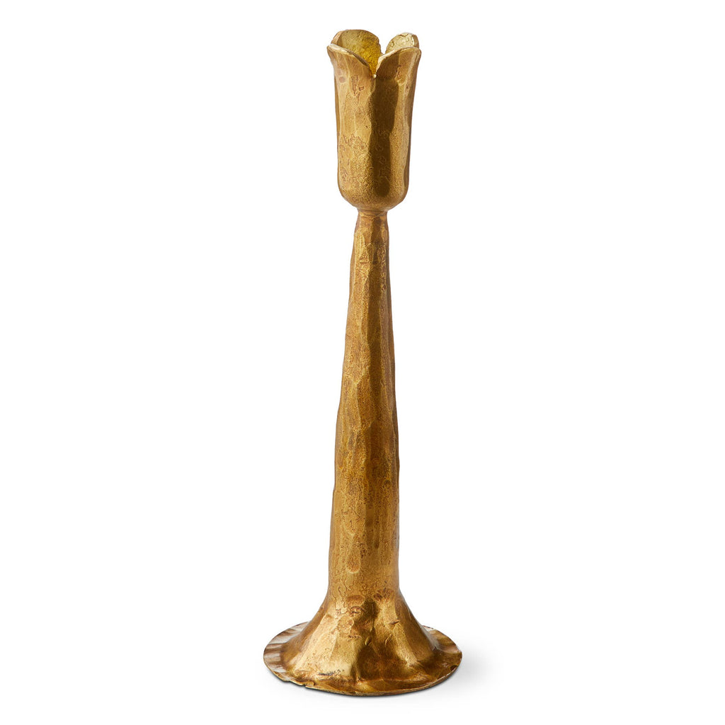Antique Brass Tulip Taper Candle Holder