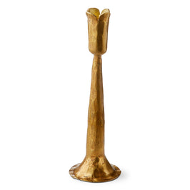 Antique Brass Tulip Taper Candle Holder