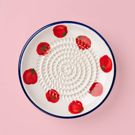Ceramic Garlic Grater Plate - Small Blue & White - Pomodoro