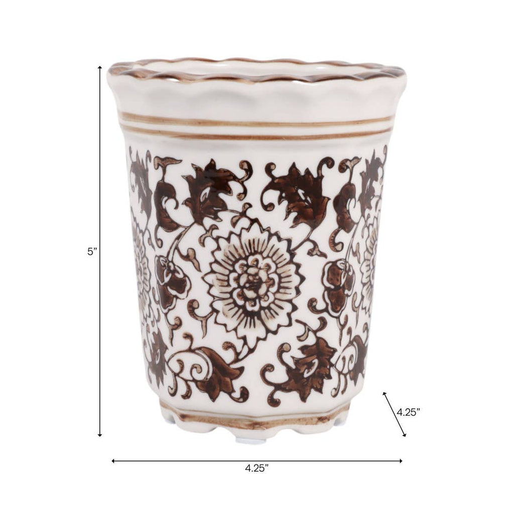 Jasmine Brown and White Ceramic Scented Candle