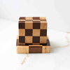 Wooden Checkered Wood Coaster