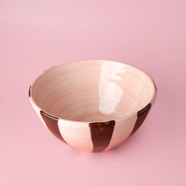 Ceramic Pink and Brown Salad Bowl