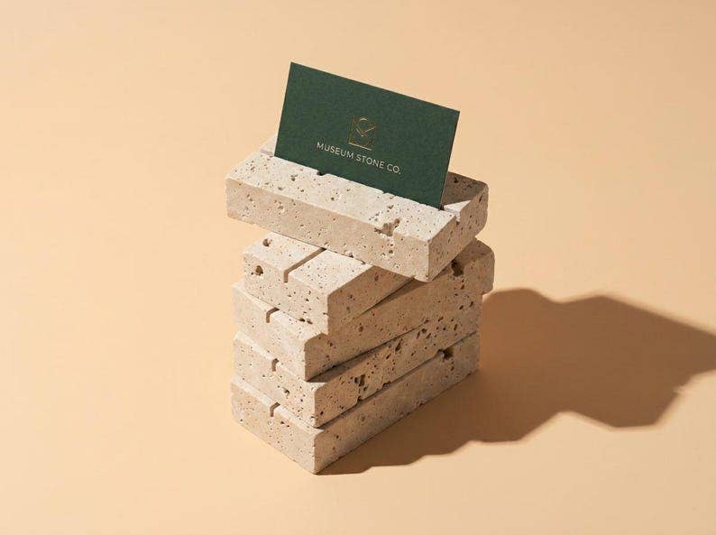 Small Travertine Marble Card Holder Wedding Place Card Stand