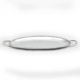 Aluminum Beaded Oval Tray w/handle