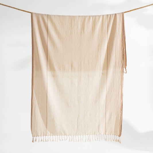 Turkish Hand/Dish Towels Peshtemal - Striped Tan