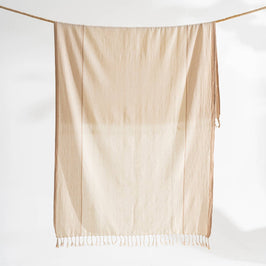Turkish Hand/Dish Towels Peshtemal - Striped Tan