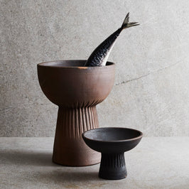 Bowl Fire L - Brown / Black Terracotta - Indonesia - Marigold Market