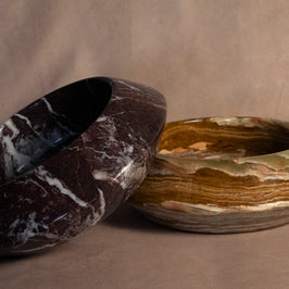 Angled Bowl - Red Zebra - Marble
