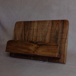 Mango Wood Scalloped Cookbook Stand - side view