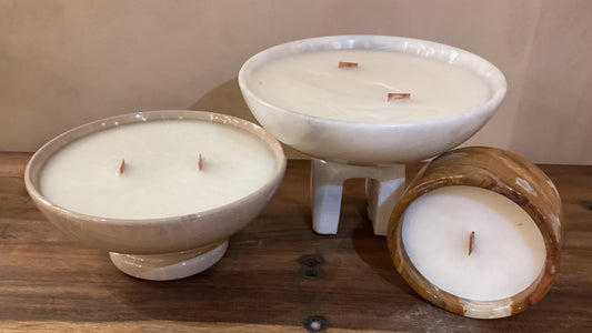 Raised Arched Bowl Sunny Gray Candle 24 oz