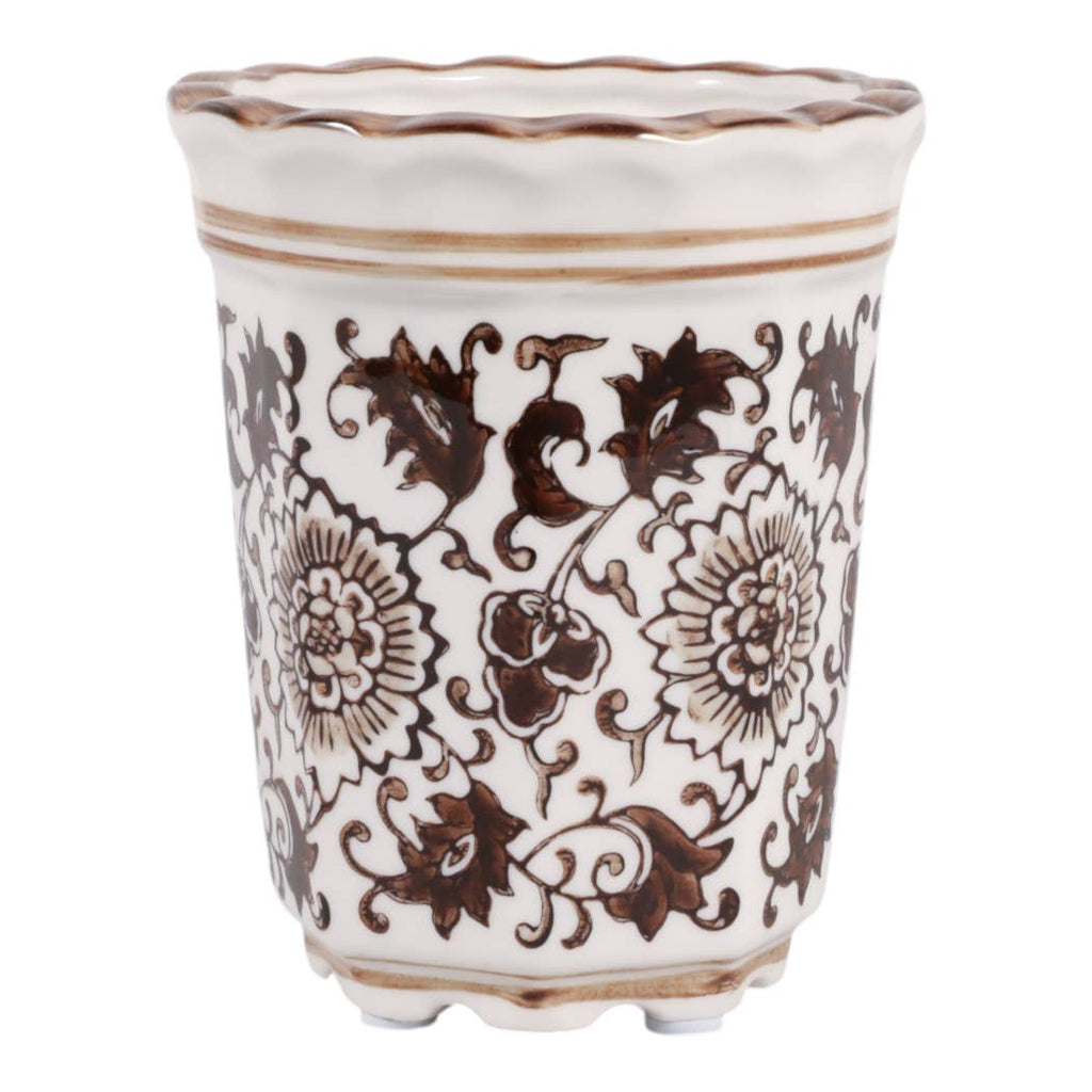 Jasmine Brown and White Ceramic Scented Candle
