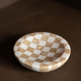 Checkered Travertine Dish