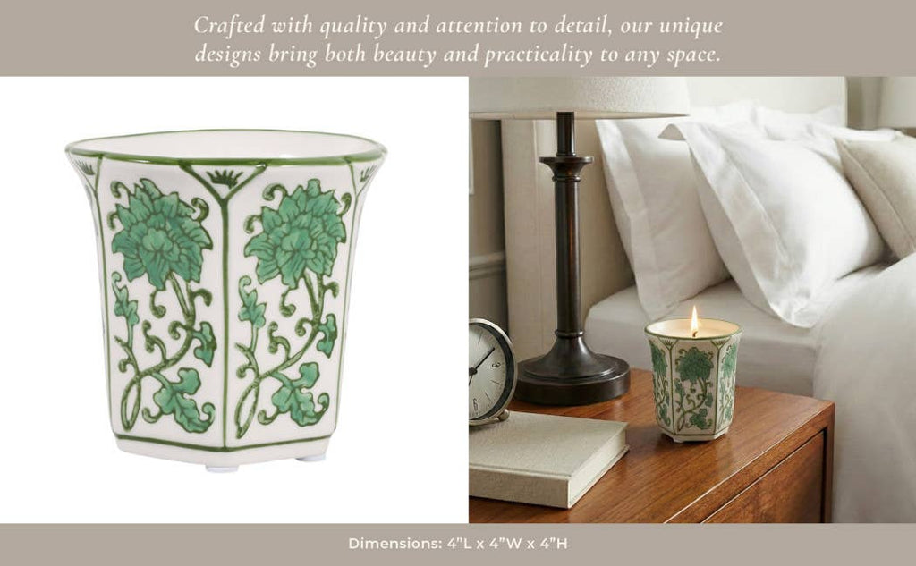 Lavender Verbena Green Ceramic Scented Candle