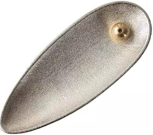 Silver Leaf-Shaped Copper Incense Holder – 5.5" x 2"