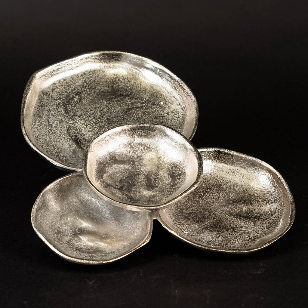 Silver Textured 4-Plate Cluster Dish