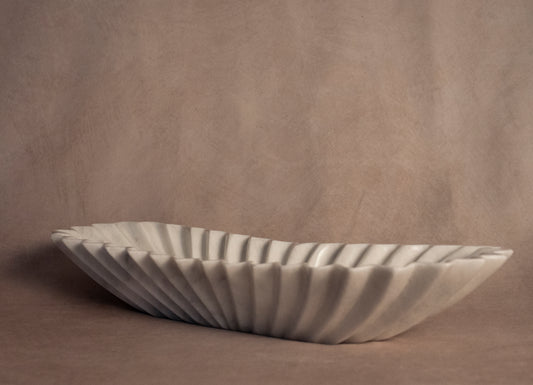Oblong Fluted Marble Bowl - Large