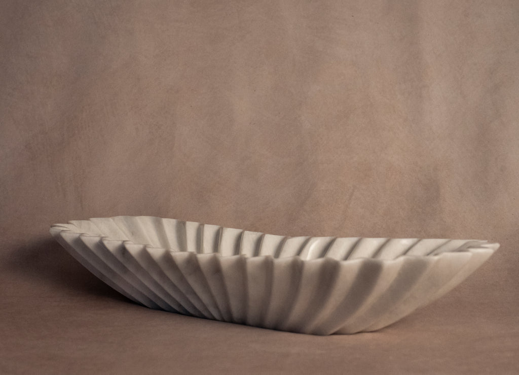 Oblong Fluted Marble Bowl - Large