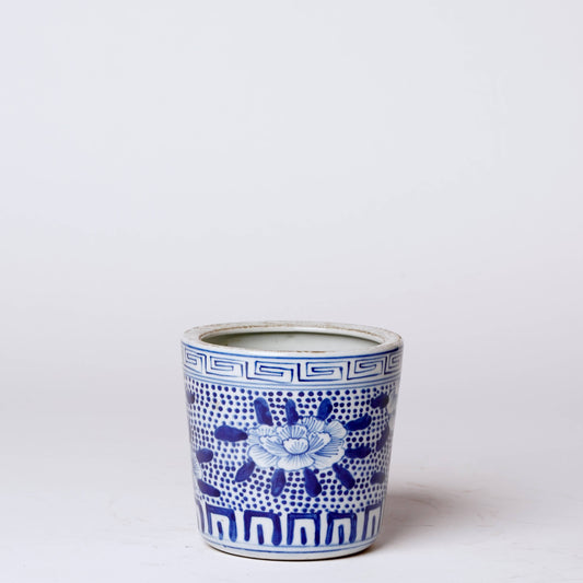 Tiny Blue and White Porcelain Peony Cachepot