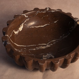 Signature Pleated Bowl - Chocolate Marble - top view