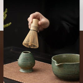 Ceramic Matcha Set - Green Brown