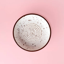 Ceramic Garlic Grater Plate - Large Vintage Brownie - top view