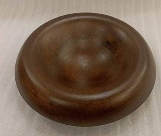 Lg Round Turned Serving Bowl Dark Walnut Dia 12"