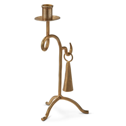 Dana Antique Brass Iron Taper Holder & Snuffer Set