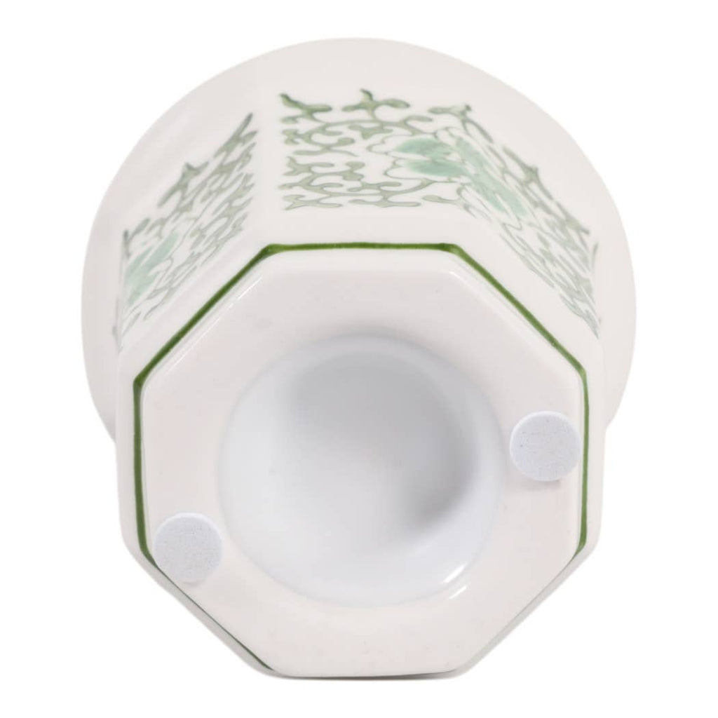 Plumeria Green and White Ceramic Scented Candle