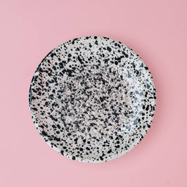 Small Ceramic Garlic Grater Plate - Black & White - Galaxy - Top view