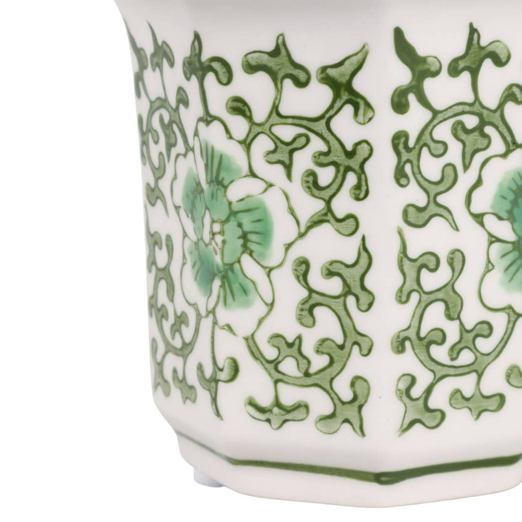 Plumeria Green and White Ceramic Scented Candle
