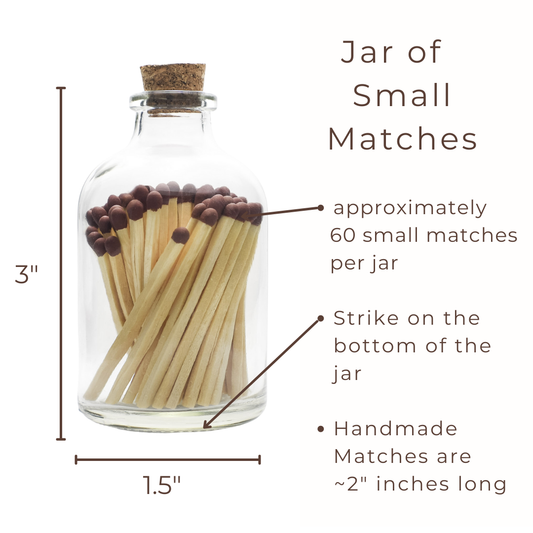 Mocha Brown -  Small Safety Matches -Apothecary Glass Jar