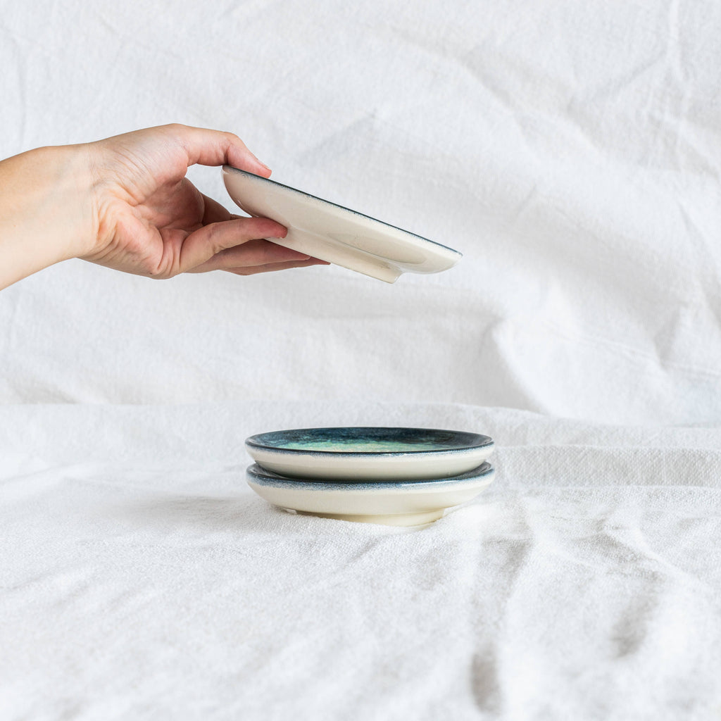Small Ceramic Garlic Grater Plate - Turquoise Brisa