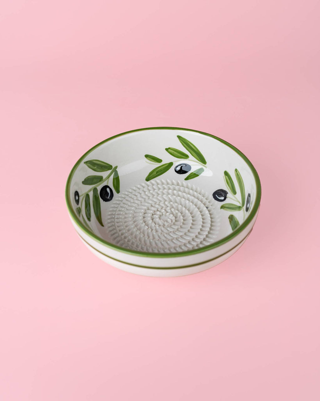 Ceramic Garlic Grater Plate - Medium Green - Olive