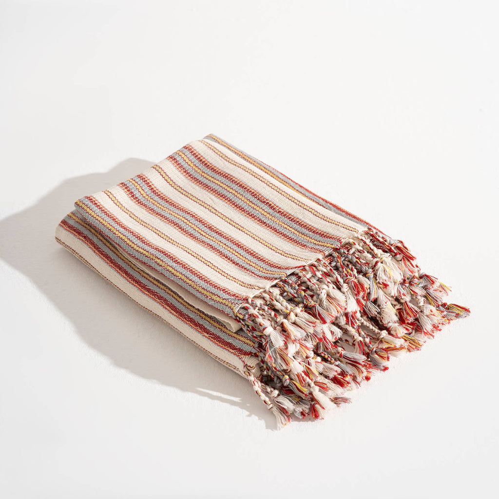 Turkish Hand/Dish Towels Peshtemal - Striped Red